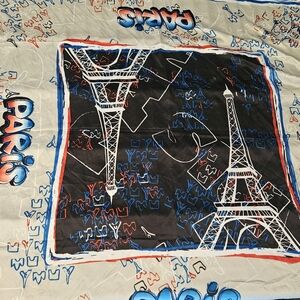 Souvenirs De Paris Satin Scarf in Red, White, Blue, and Black